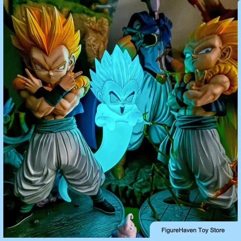 Dragon Ball 1/6 CS Super Saiyajin Gotenks Actionfiguren 25 cm PVC Doppelköpfige Statue mit Basis Anime Modell Trendiges Spielzeug Junge Geschenk