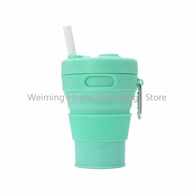 New Silicone Folding Cup Convenient Straw Silicone Cup Foreign Trade Explosive Telescopic Cup