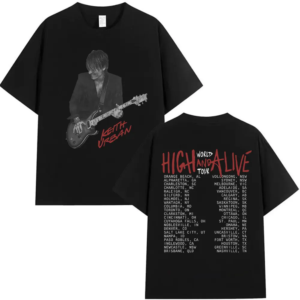 90s rétro Keith Urban High and Alive World Tour 2025 t-shirts hommes gothique Hip Hop rue à manches courtes coton T-Shirt Streetwear