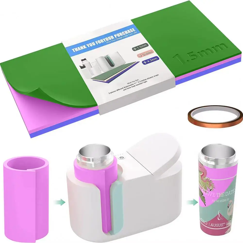 

3Pcs Sublimation Tumbler Wrap 3 Thickness Heat Resistant Silicone DIY Mug Press Sublimation Cup Wrap Sleeve Home Supplies