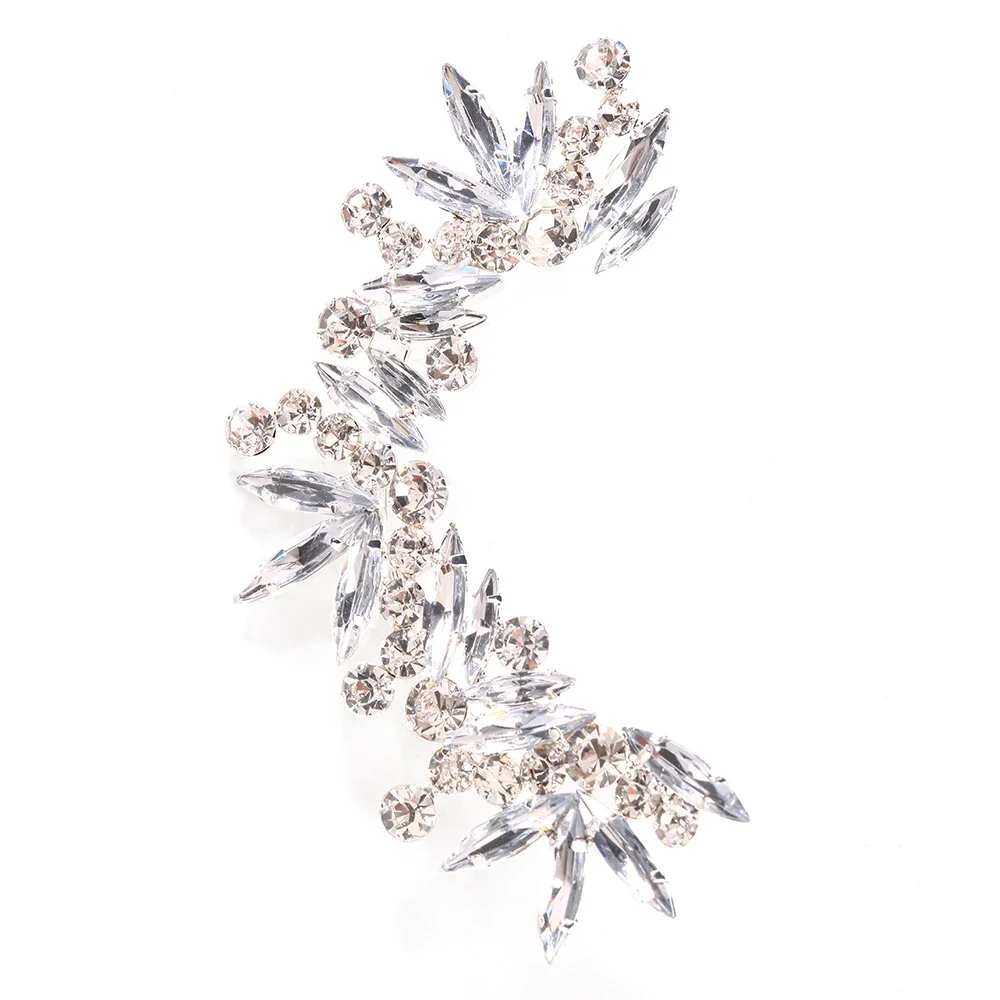 2023 Fashion Crystal Ear Clip Earrings for Women 1 Pcs Rhinestone Left Ear Cuff Silver Plated Earring No Piercing Jewelry