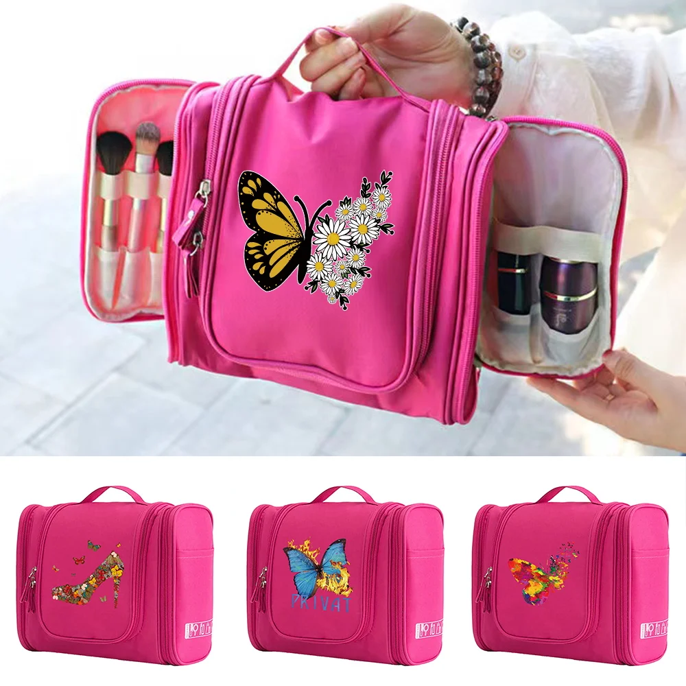 Make Up Case MakeUp Bag Cosmetic Bag Wash Pouch Women Handbag Hanging Bathroom Toiletry Bag Beauty Organizer Butterfly Print2026