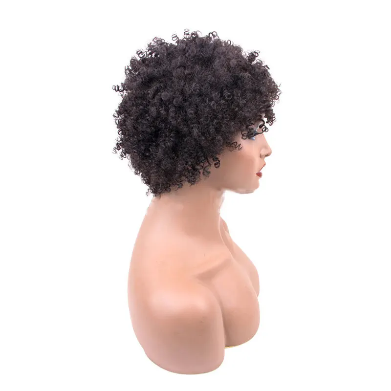 Perruque Bob Brésilienne Naturelle Remy, Cheveux Courts Bouclés, Sans Colle, Entièrement Faite à la Machine, pour Femme Africaine, 1 Pièce