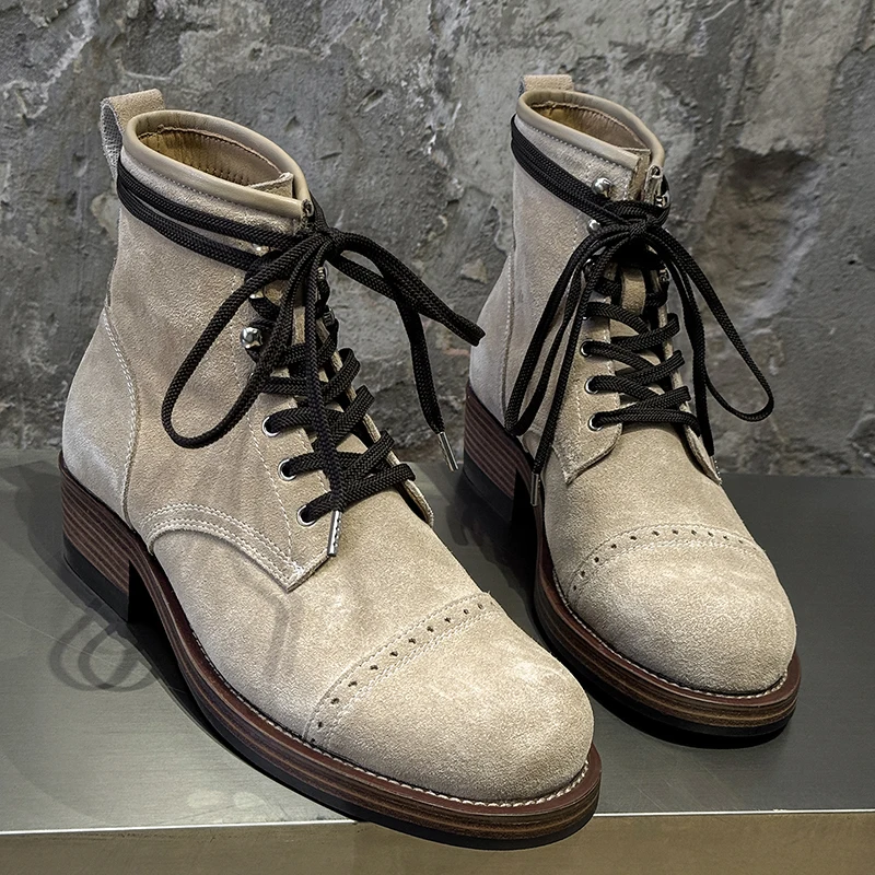 Brand Men Chebblekorski Boots Multi-color High-heeled Men Casual Lace-up Fashion Ankle Boots Business Boots Sizes 38 - 46