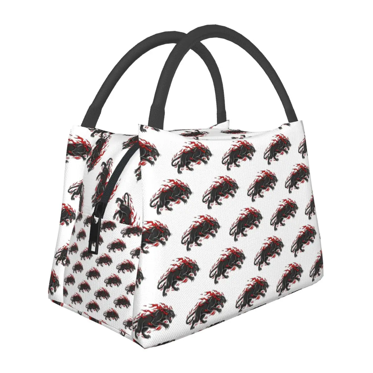 Fiery Panther Flaming Beast Insulated Lunch Bag for Women Bento Storage Food Boxes Leakproof Container Cooler Thermal Lunch Tote