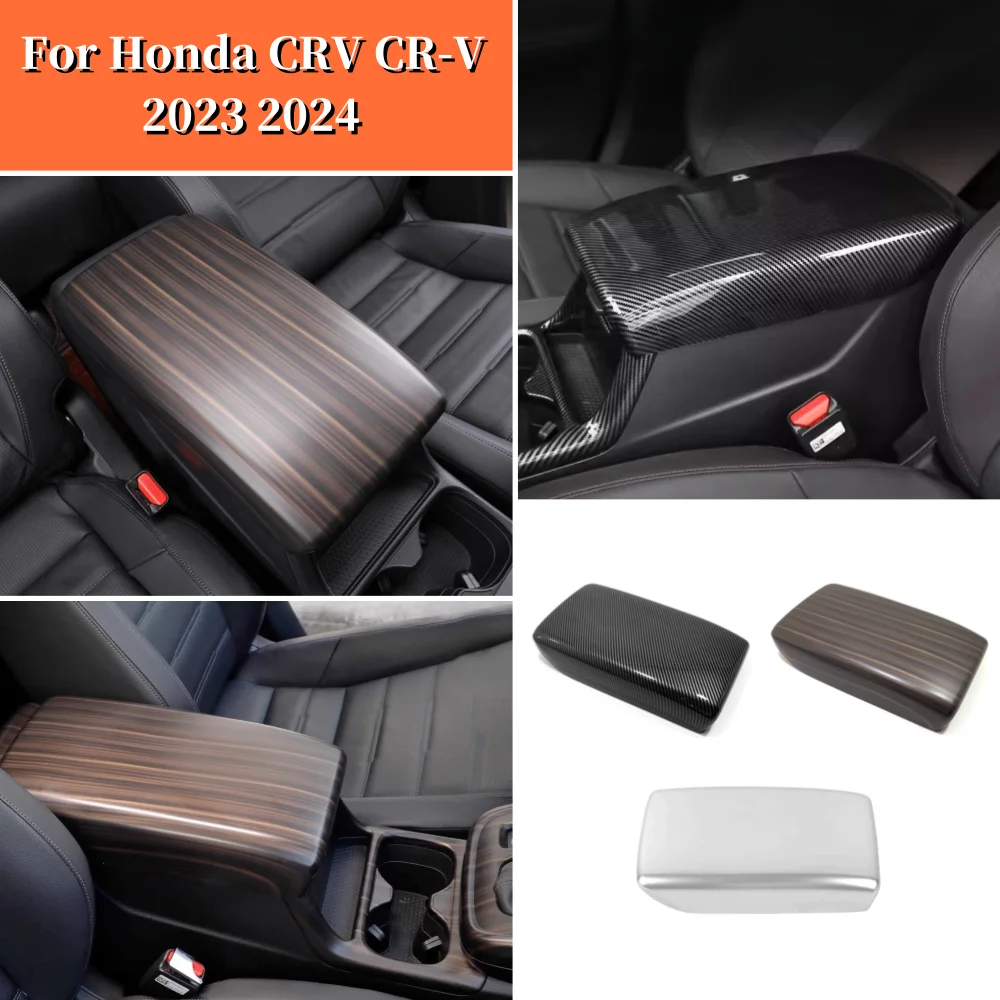 

For Honda CRV CR-V 2023 2024 ABS Carbon fibre Wood grain Car Center Console Armrest Storage Box Decorative Sticker Cover Trim