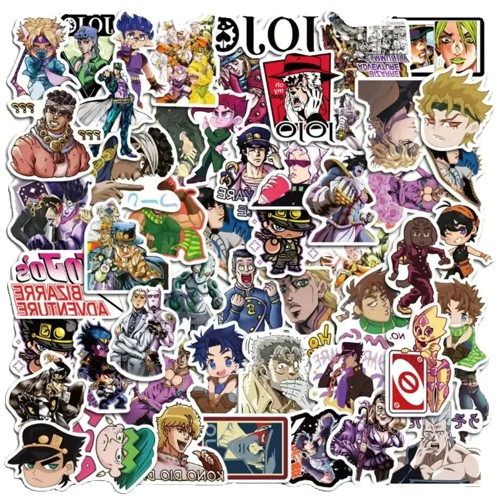 Autocollant de décoration étanche pour ordinateur portable, 50 pièces, dessin animé doodle Jojo aventure route