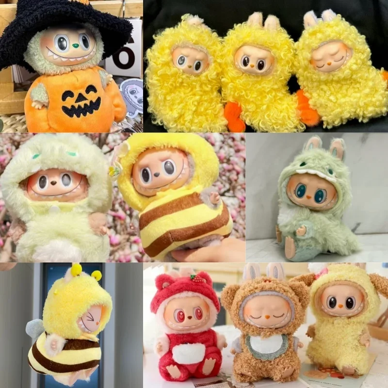 Vestiti di zucca di Halloween per 15 17 cm Labubu Doll Pumpkin Serie multiple Tute di abbigliamento soffici con accessori di abbigliamento per cappelli