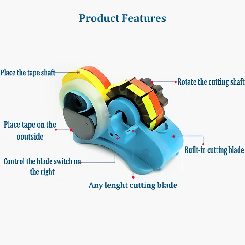 Multiple Roll Cut Heat Tape Dispenser Sublimation For Heat Transfer Tape,Tape Dispenser With 1 Inch And 3 Inch Core Blue