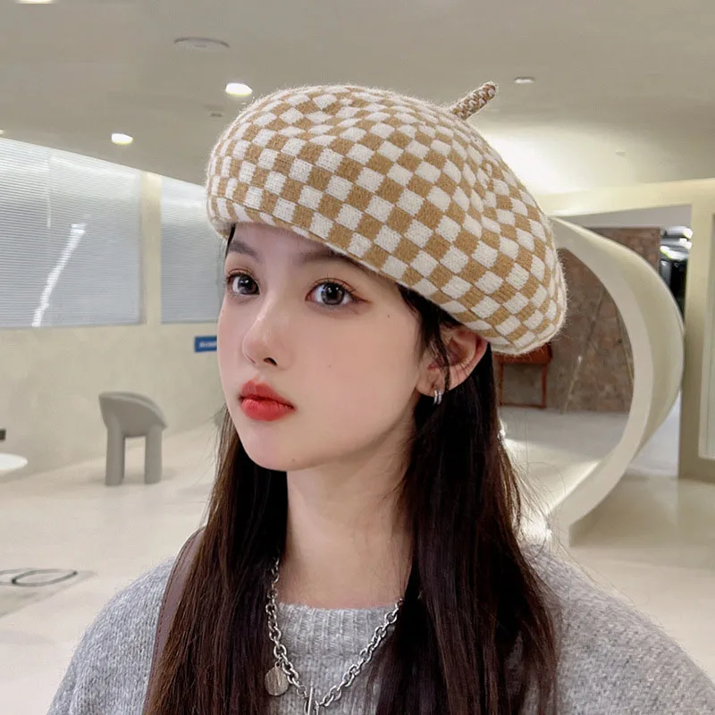 W03 Women\'s Hat Berets For Women\'s Autumn And Winter Beret Female Navy Hat Fashionable Casual Octagonal Retro Hats Peaked Cap