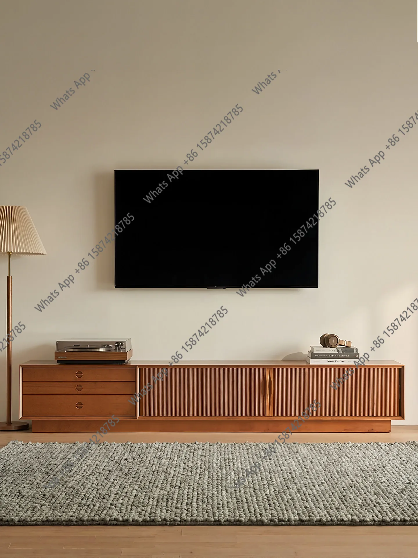 

Medieval style TV cabinet Floor-to-ceiling small apartment living room French retro solid wood TV cabinet