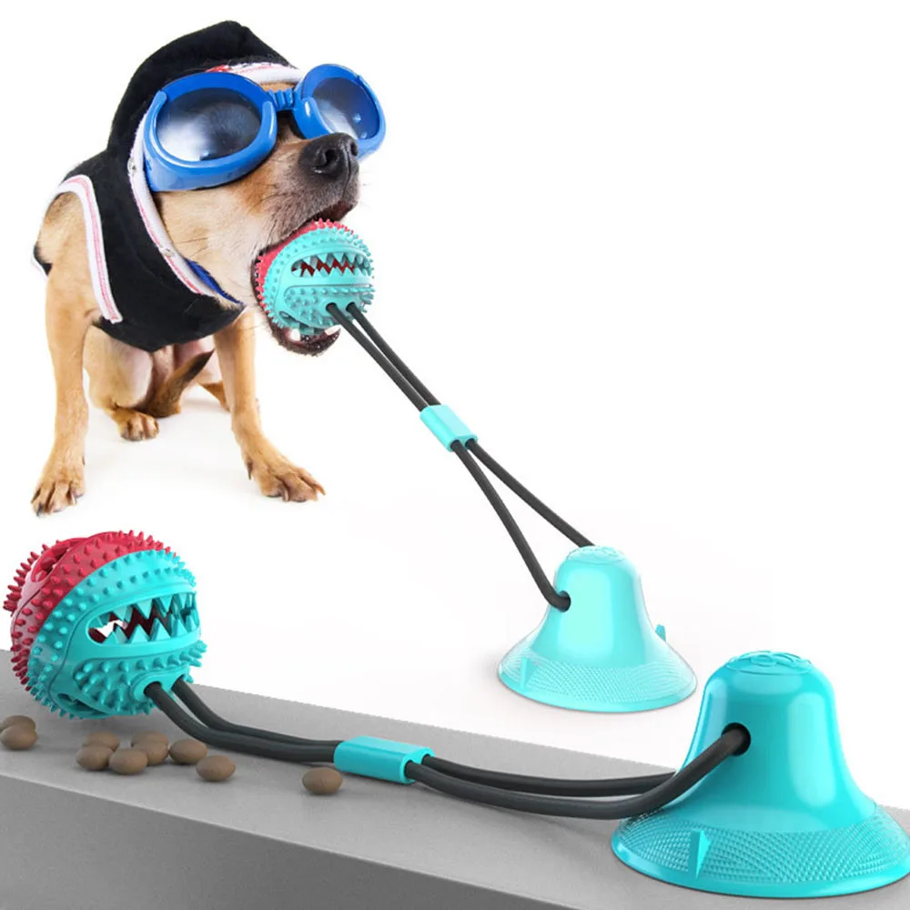 Pet Dog Ball Toys Suction Cup Ropes Interactive Leaking Slow Feeder Chew Toy Toothing Cleaning Training Large Dog Supplies