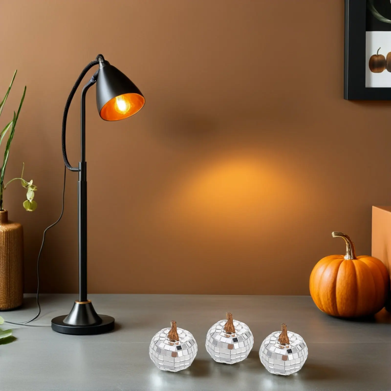

12Pcs Lifelike Shiny Mirror Surface Artificial Pumpkins Halloween Decor Thanksgiving Table Centerpiece Fall Farmhouse Display