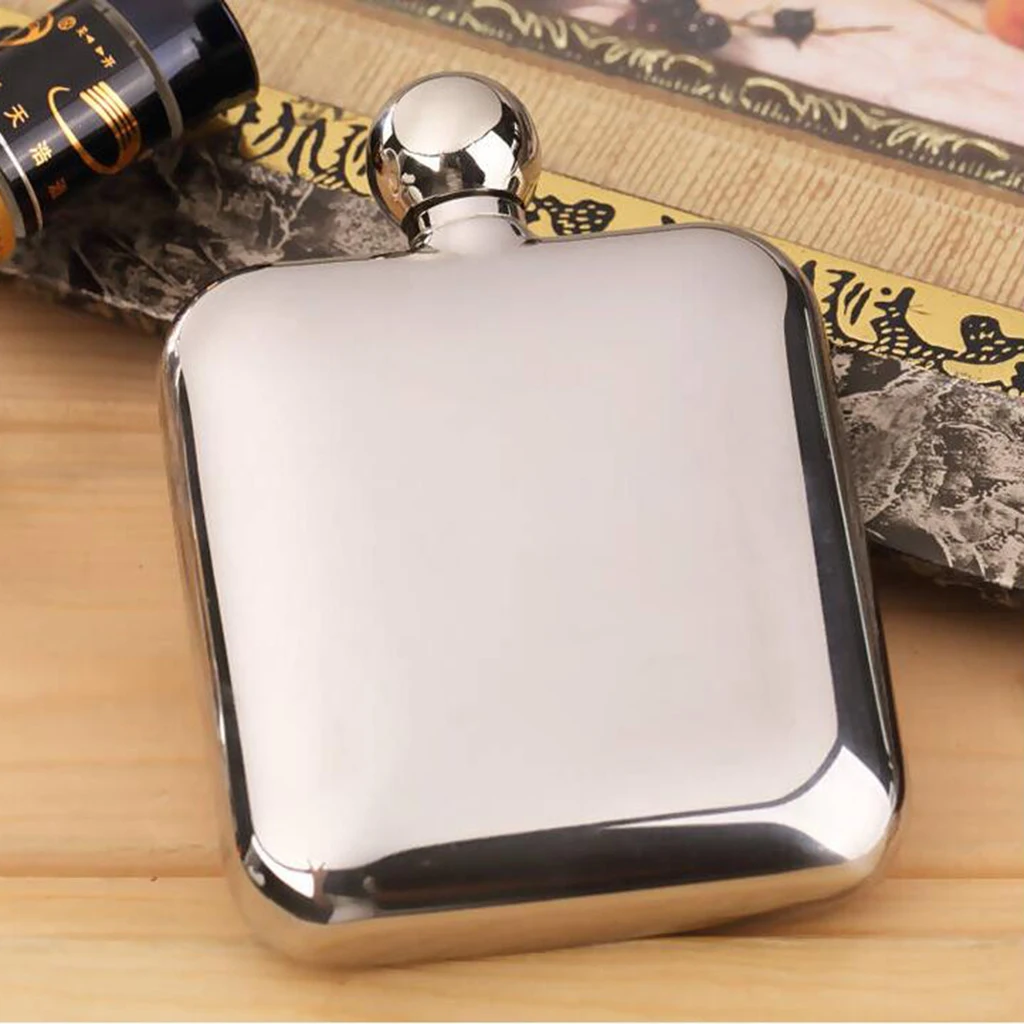 British Style 6 oz Portable Stainless Hip Flask Alcohol Flagon With Funnel