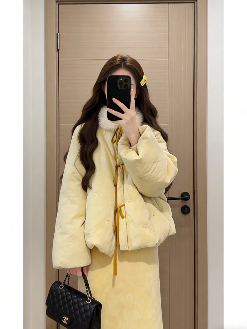 

Зима 2025 года, Thiened, корейский Sle, теплый хлопок, верхняя одежда Jaet Bread Ape, осень-зима, Новое поступление, небольшой размер, модный