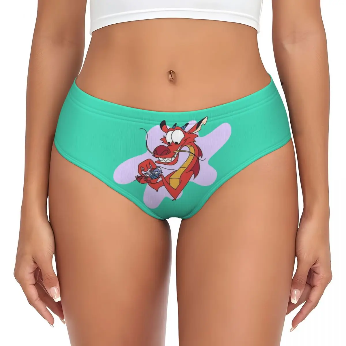 Custom Women Mushu Dragon Cute Brief Panties Female Stretch Underwear Underpants