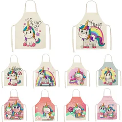 Male and female sleeveless printed kitchen apron linen household cleaner cartoon unicorn 1 piece