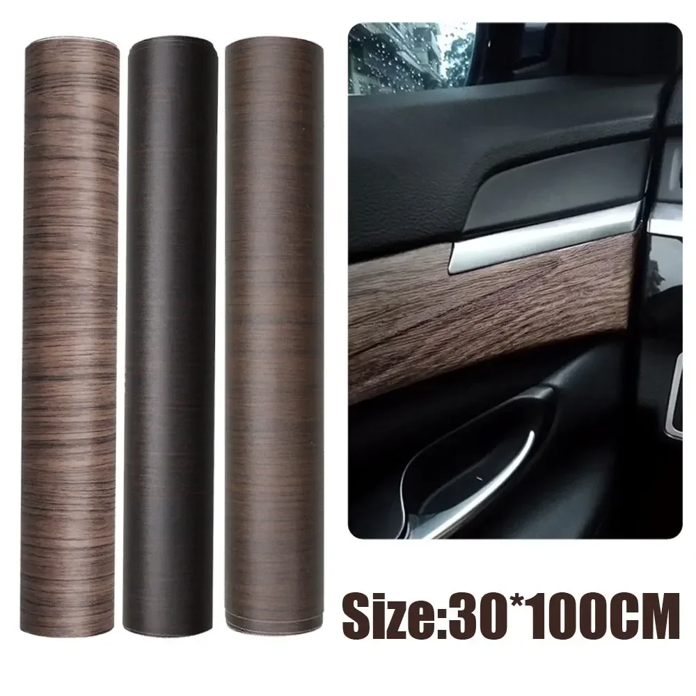 30x100cm Wood Grain Vinyl Film Wrap Glossy Car Sticker Self-Adhesive Automotive Interior Decals Universal Car Accessories