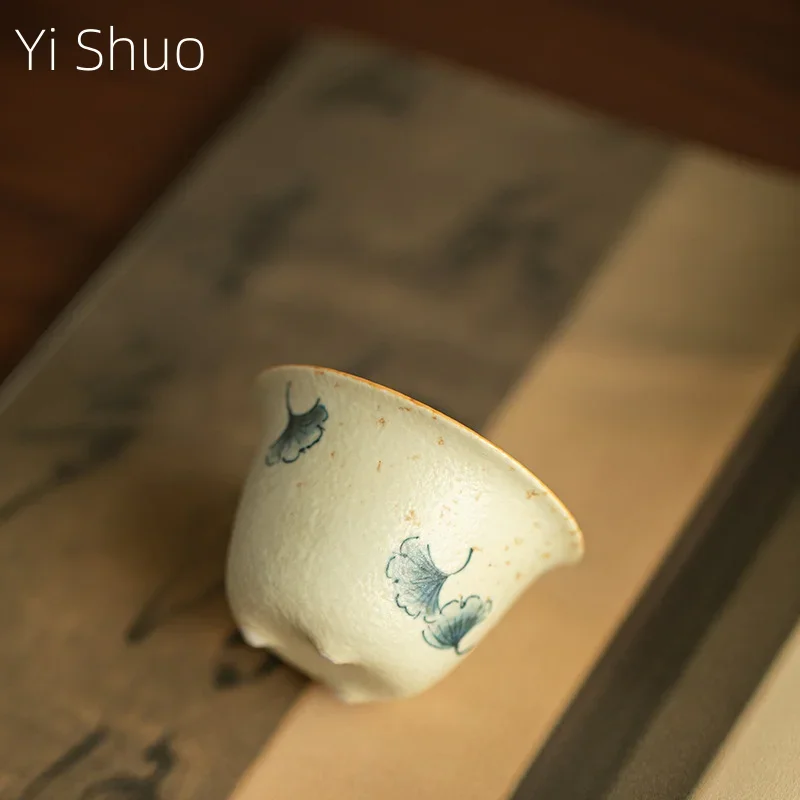 Three-legged Ru Kiln Hand-painted Teacup Tasting Small Master Cup Cup Guest Ceramic Tea Set