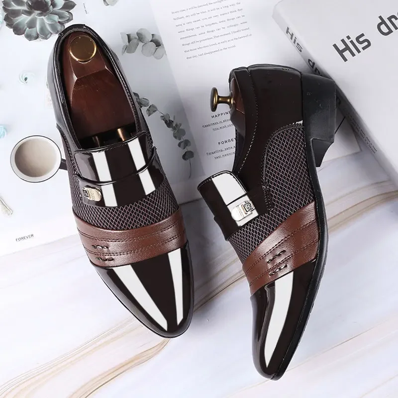 Man Patent Leather Shoes Mens Dress Shoes Man Business Social Marriage Loafers Italian Formal Shoe Big Size Casual Luxury