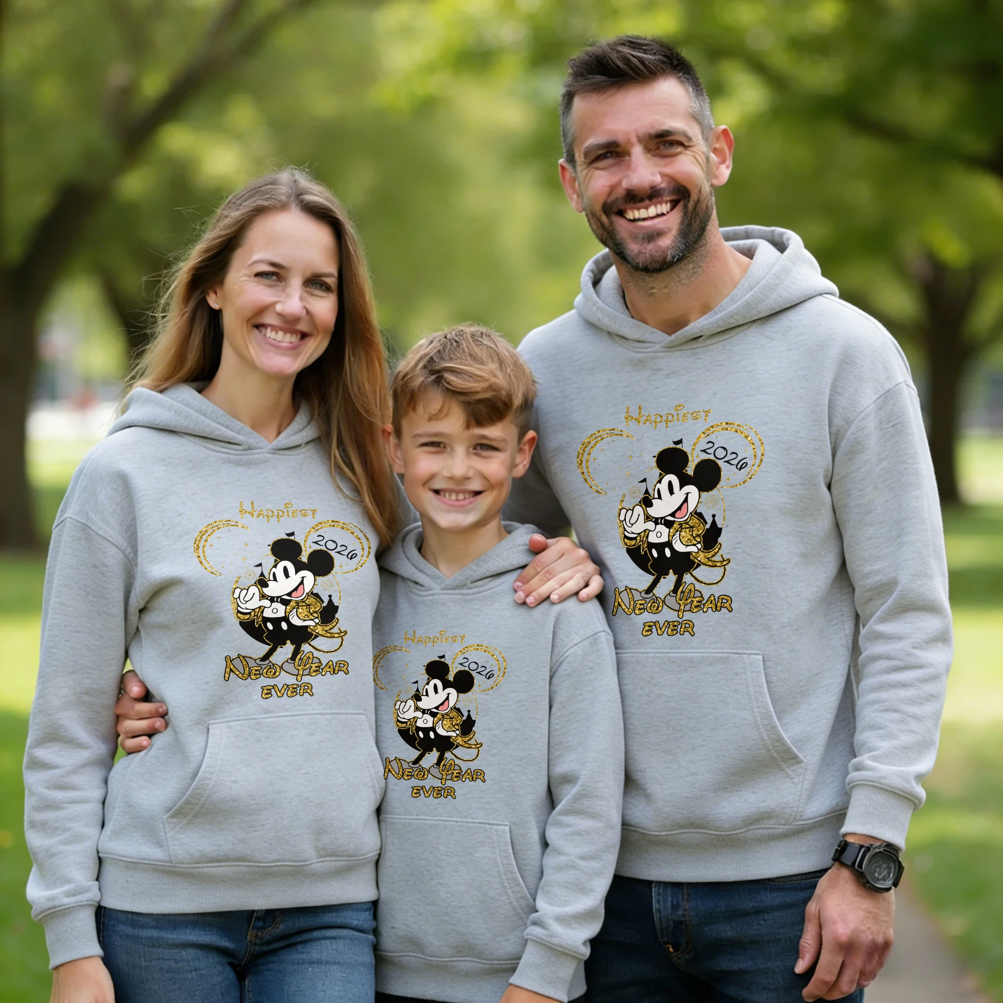 

Комплект для родителей и детей: худи из чистого хлопка с принтом Микки Мауса (Дисней), осень-зима 2026, унисекс, цельный, сохраняет тепло, высокое качество