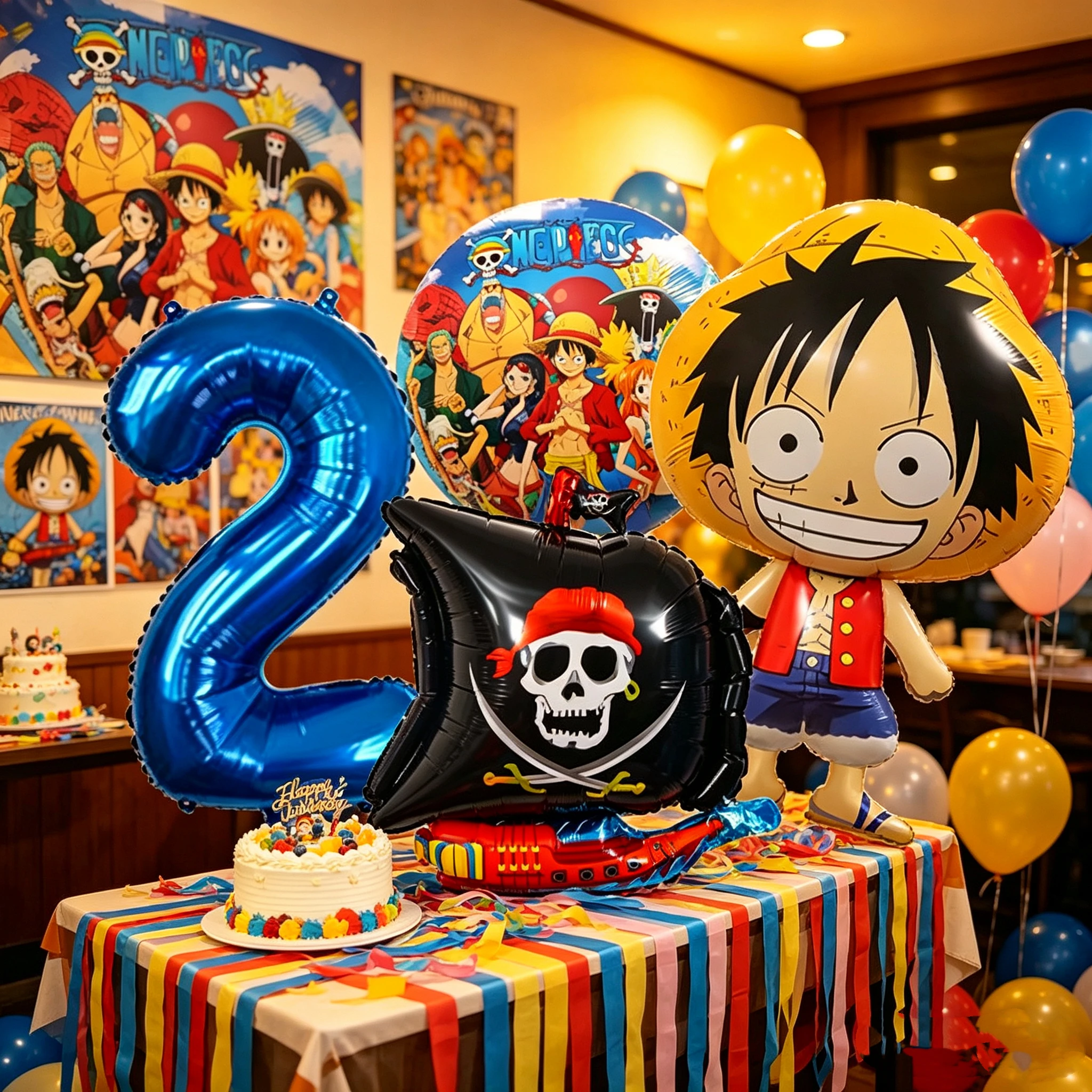 Anime Luffy Geburtstagsdekoration One Piece Zahlenballons Set Baby-Shower-Party-Zubehör Cartoon Jungen Mädchen Geburtstagsdeko
