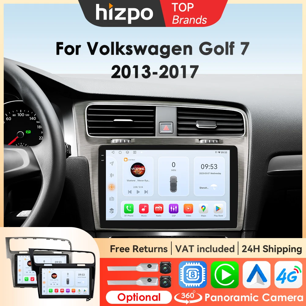 Hizpo 10,1 Zoll Drahtlose CarPlay Auto Radio Für VW Volkswagen Golf 7 2013 2014 2015 2016 2017 GPS Multimedia 2din Android Auto 4G