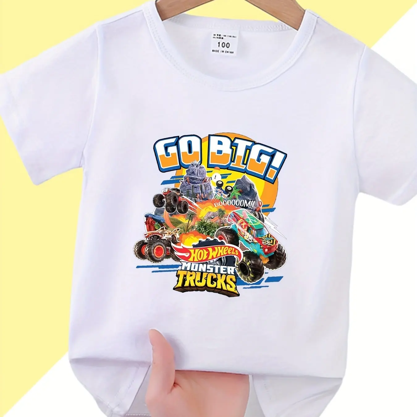 2024 Cartoon Car Pattern Kid's T-shirt MONSTER TRUCKS Print Casual ShortSleeve Top Boy's Tee For Summer