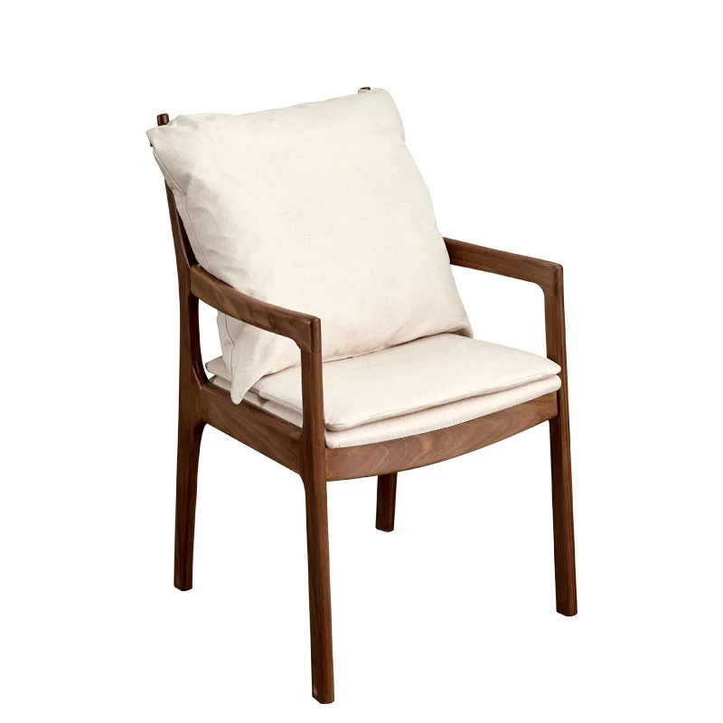 

Simple black walnut barton chair Nordic cherry wood solid wood armrest back dining chair restaurant