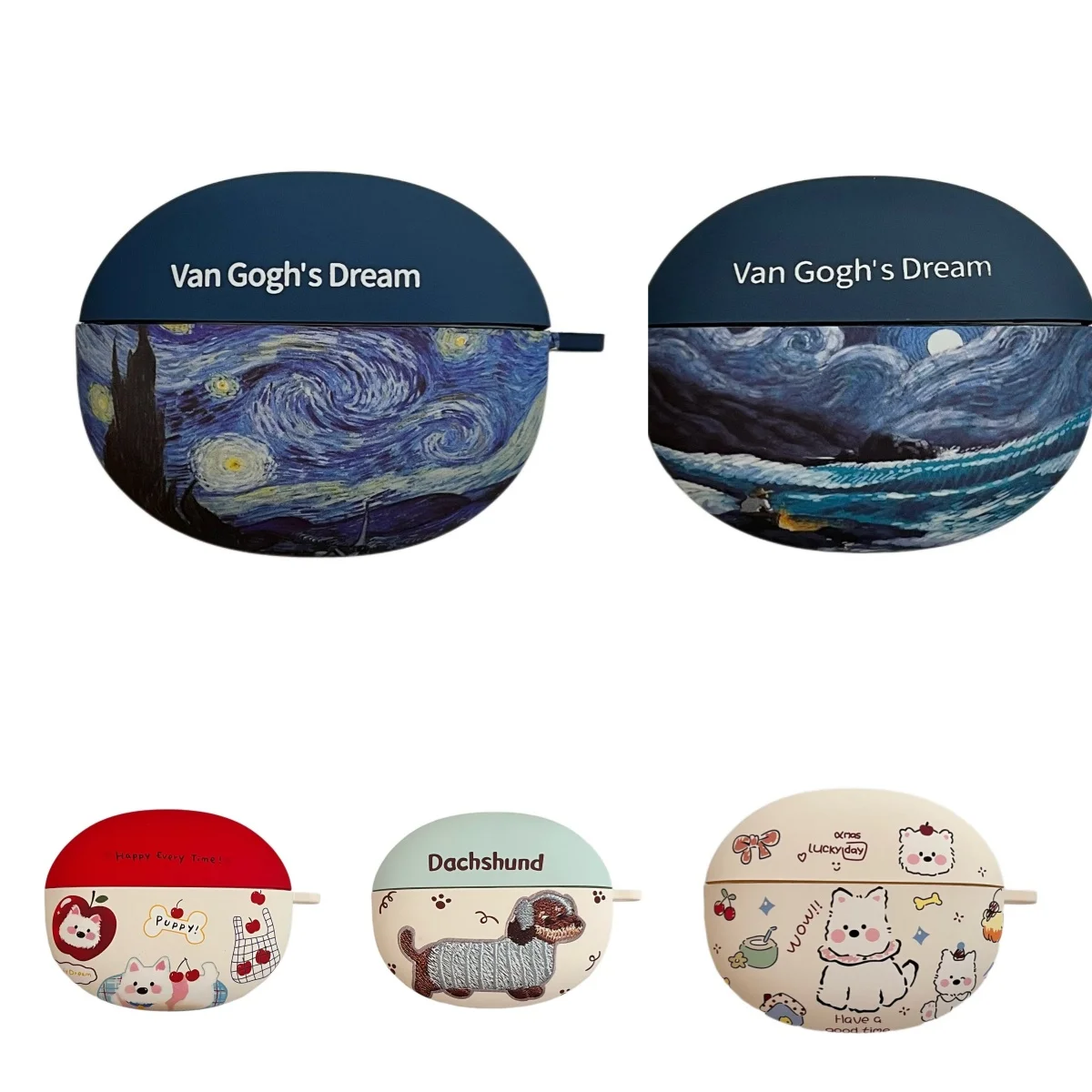 Cute Cartoon Dog Van Gogh Starry Sky Oil Painting Earphone Case For OPPO Enco Air5 Air5S Protective Cover Soft TPU Headphone