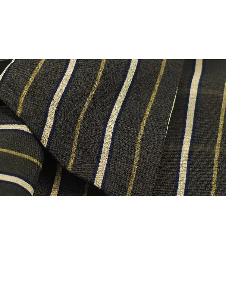 

HH 2026 New Fashion Woman's Long Sleeves Lapel Vertical Stripes Tie Shirt Female Slim Fit Loose Leisure Top