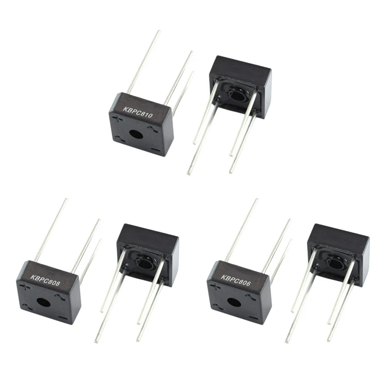 

5~500Pcs KBPC810 KBPC808 KBPC806 Bridge Rectifier DIP-4 Square Bridge 8A 1000V/800V/600V GBU Footprint Bridge Stack Cutable Feet