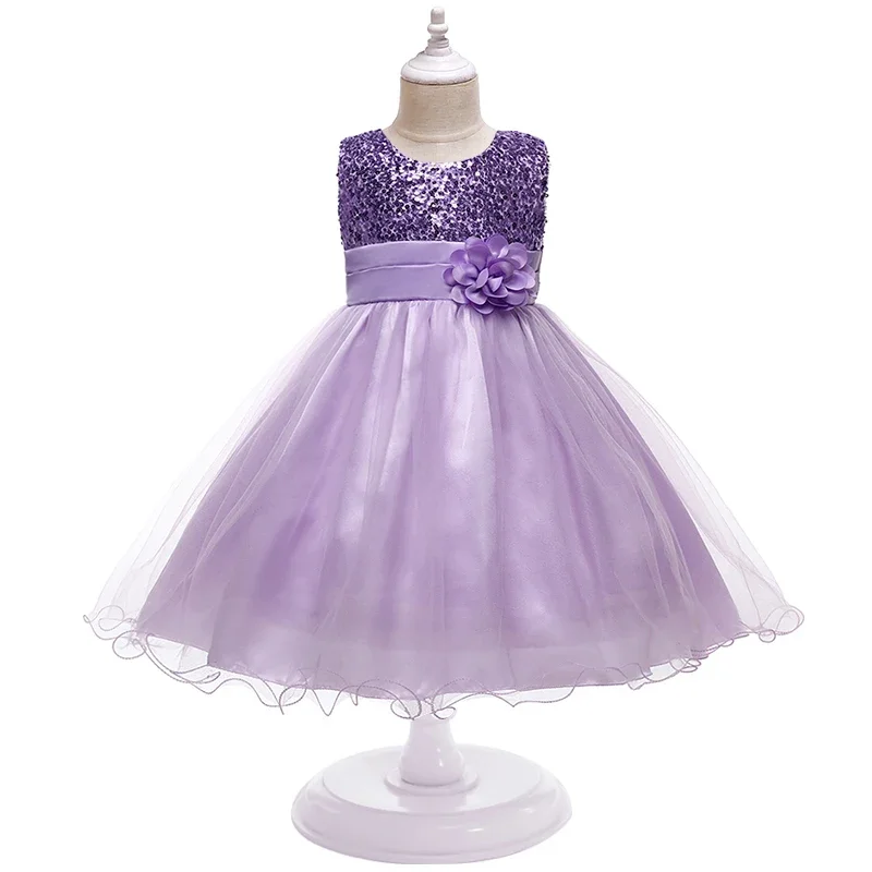 Baby Girl Dress Girl Clothing Flower Sequins Dress For Christmas Halloween Brithday Party 2-12Y Kid Girl Wedding Princess Dress