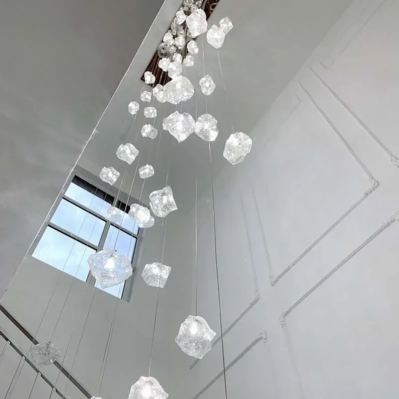 Modern Led Crystal Chandelier For Staircase Luxury Glass Long Hanging Lamps New Creative Cristal Lustre Indoor Lighting Fixtures