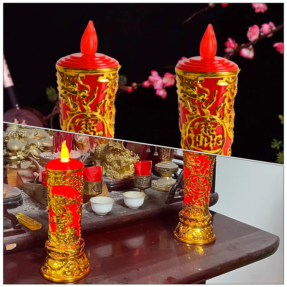 Bougies électriques chinoises sans flamme, lumières dorées, pour la décoration d'anniversaire de culte, lampe réutilisable