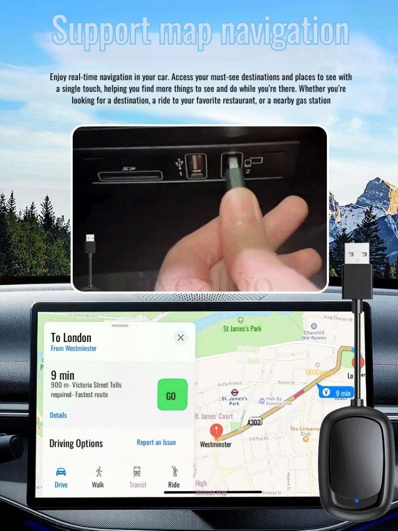 

New 2 In1 CarPlay & Android Auto Mini Box Wireless CarPlay Adapter Wired to Wireless CarPlay For USB/Type C Dongle