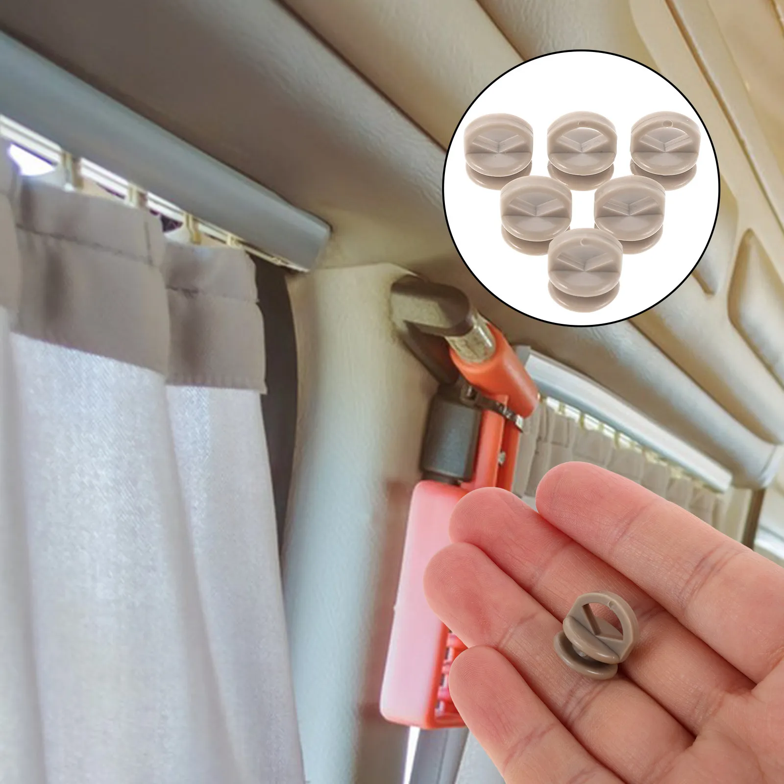 500Pcs Car Curtain Hooks Plastic Track Gliders Noiseless Sliding Weather Resistant Strong Load for Rv Caravan Truck Curtains