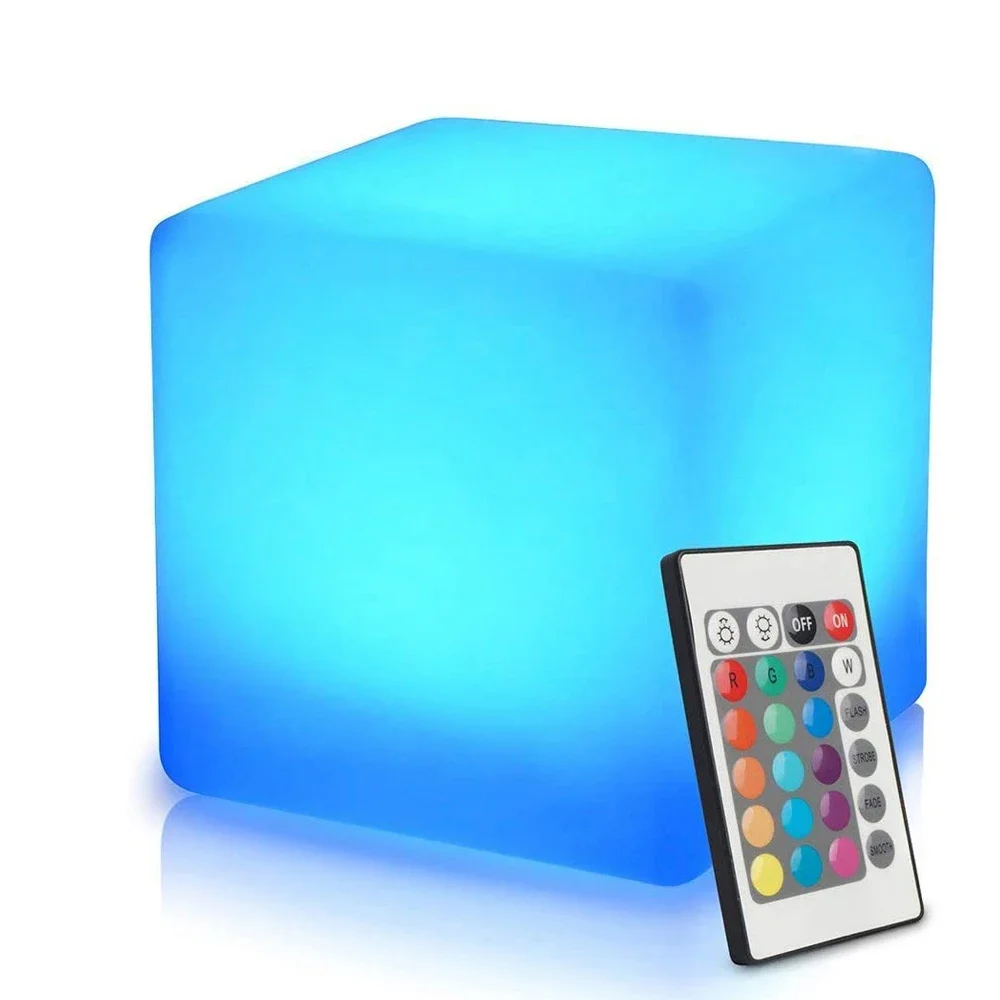 Lâmpada de Mesa LED Cube, Luz Noturna Regulável, RGB, 10 cm, 15cm, Quadrado, Mesa Decorativa, Quarto, Casa, Decoração de Festa, Iluminação, 16 Cores