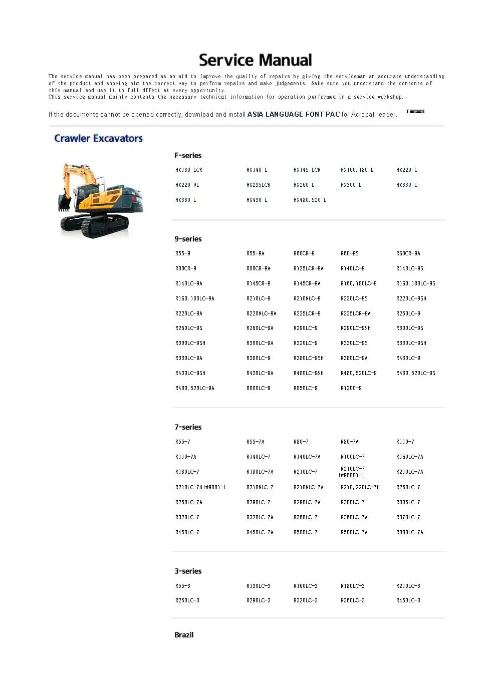 

For Hyundai Robex Construction Equipment and Engine Service Manuals and Wiring Diagrams 2023 FULL SET