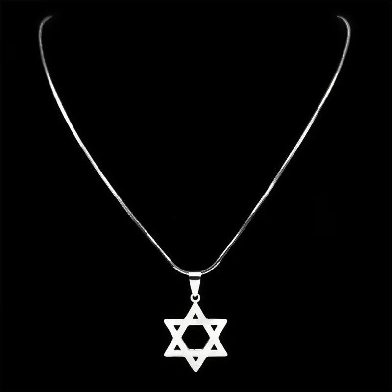 Star of David Fashion Pendant Necklace Women Men Stainless Steel Silver Color Hexagram Charms Gothic Hip Hop Jewelry Gifts 424