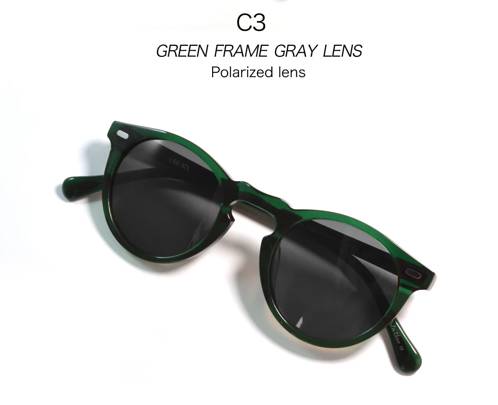 Trending Gregory Peck OV5186 Kreis Transparenter Achat Grüner Rahmen Polarisierte UV400 Sonnenbrille Retro Runde Sundown Fade Brillen – Detail 11