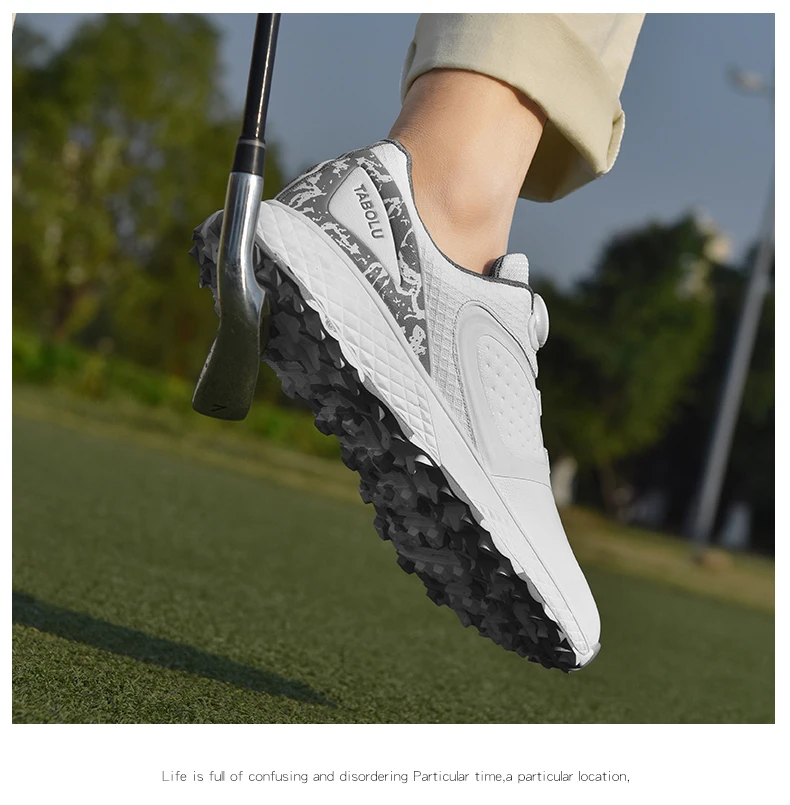 Weiße Golfschuhe für Herren und Damen, wasserdichte Golf-Turnschuhe, rutschfeste Golf-Turnschuhe ohne Spikes, Leder, Outdoor-Sport, Leder-Golfschuhe – Detail 9