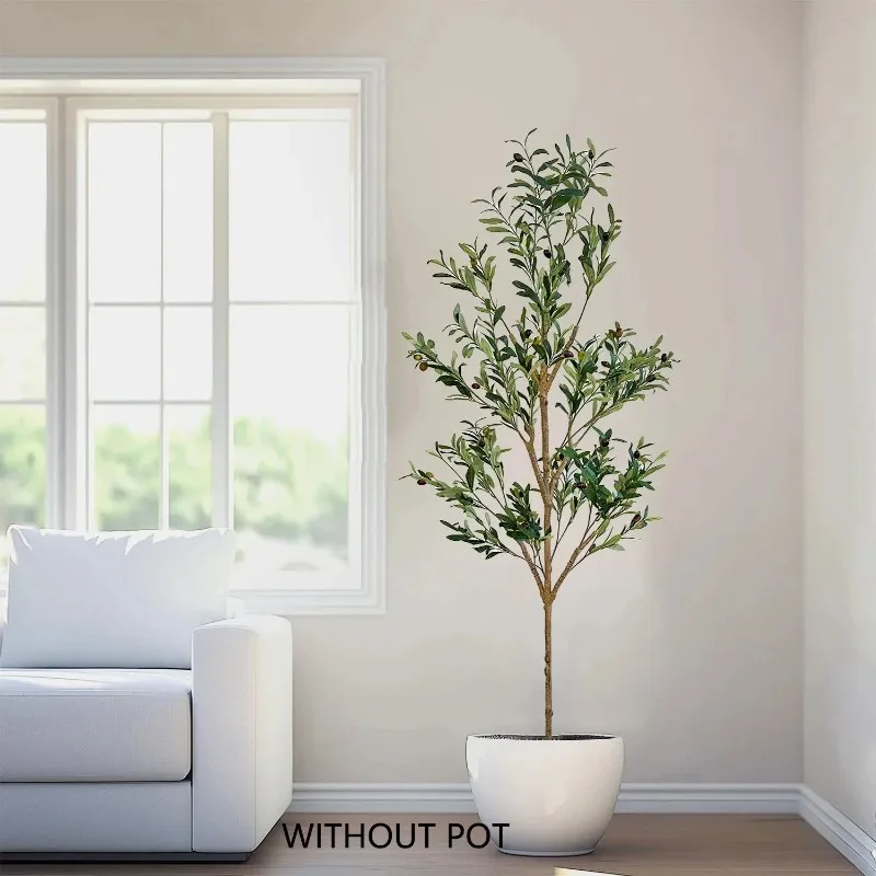 Rama de olivo artificial sin maceta, planta falsa moderna y minimalista para decoración del hogar, jardín, sala de estar, balcón y tiendas.