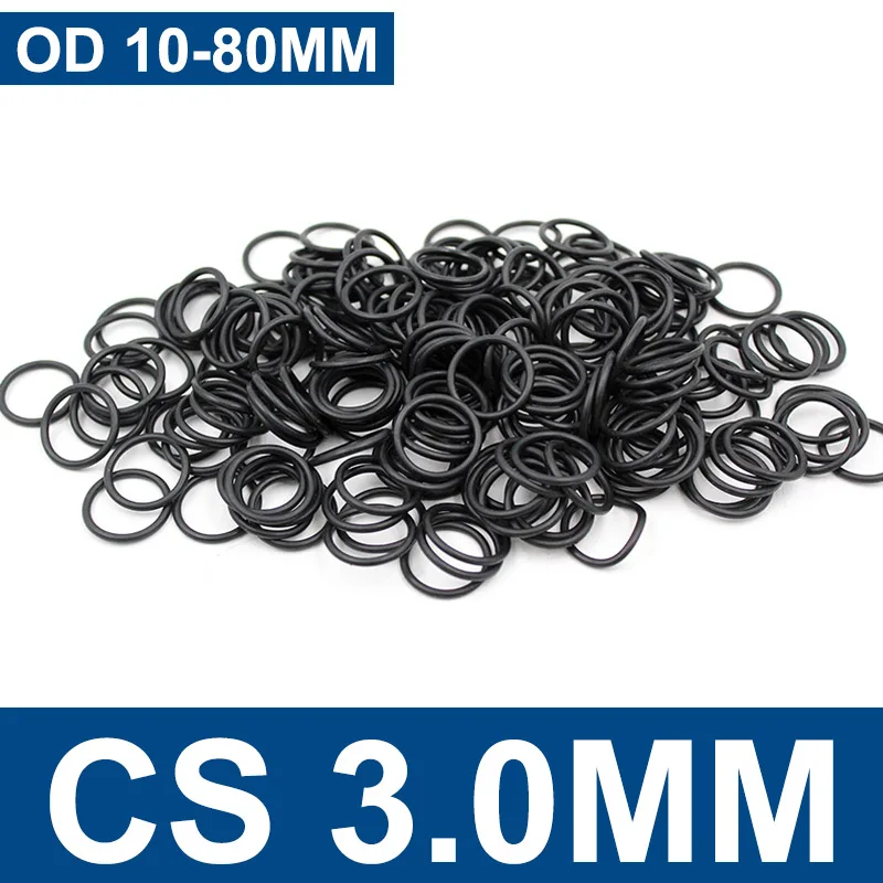 10 Stuks Od 10Mm-80Mm Cs 3.0Mm Dikte Zwart Nbr Nitril O Ring Food Grade Waterdichte Wasmachine Rubber Isoleren Ronde Afdichting Pakking