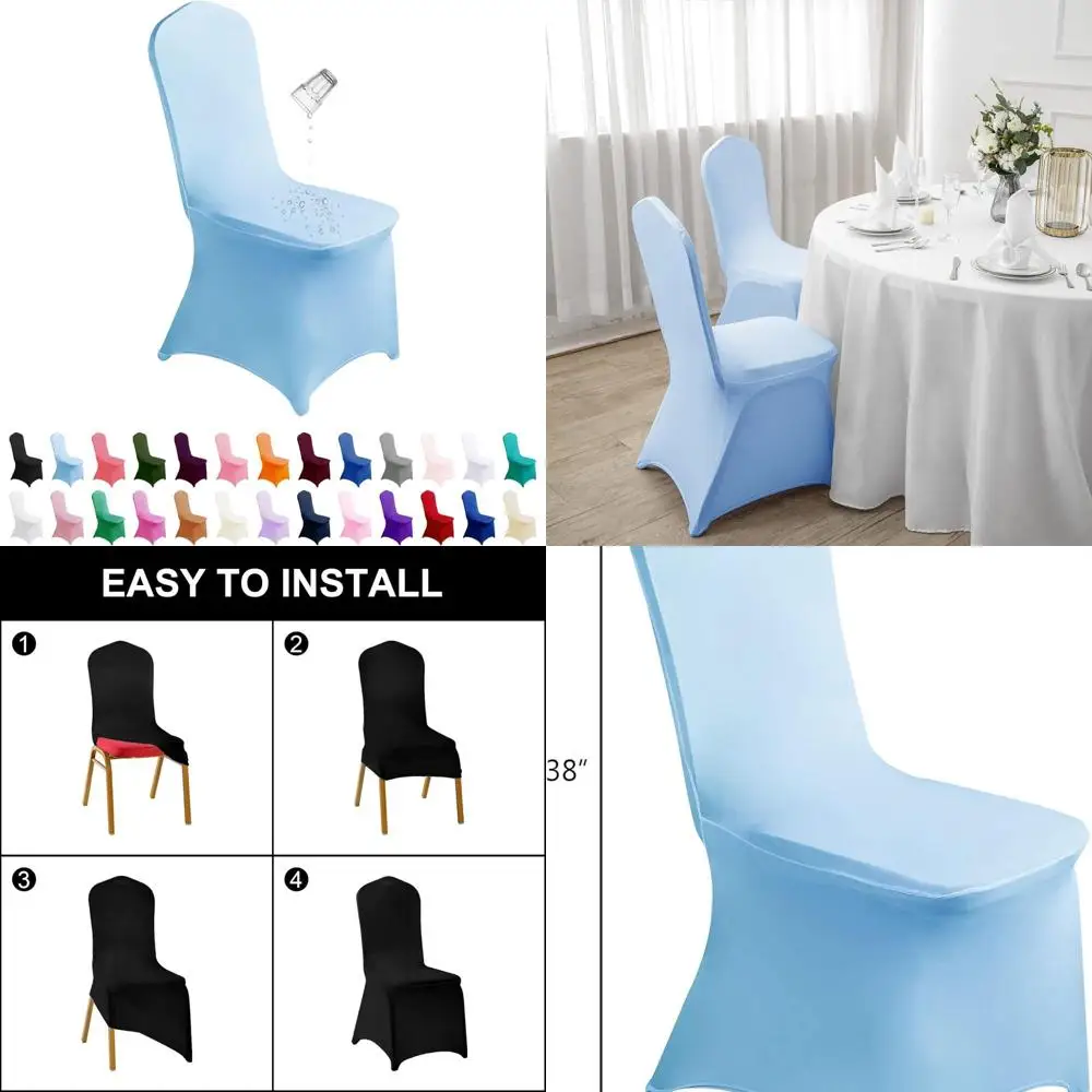 

Pack of 25 Blue Mist Waterproof Spandex Stretch Chair Covers for Outdoor, Party, Wedding, Hotel Use