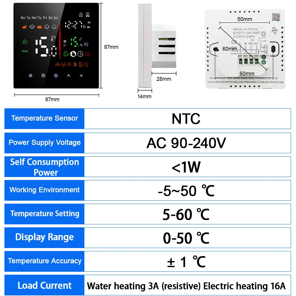 Tuya WiFi Smart Thermostat Electric Floor Heating TRV Water Gas Boiler Temperature Voice Remote Controller for Google Home Alexa