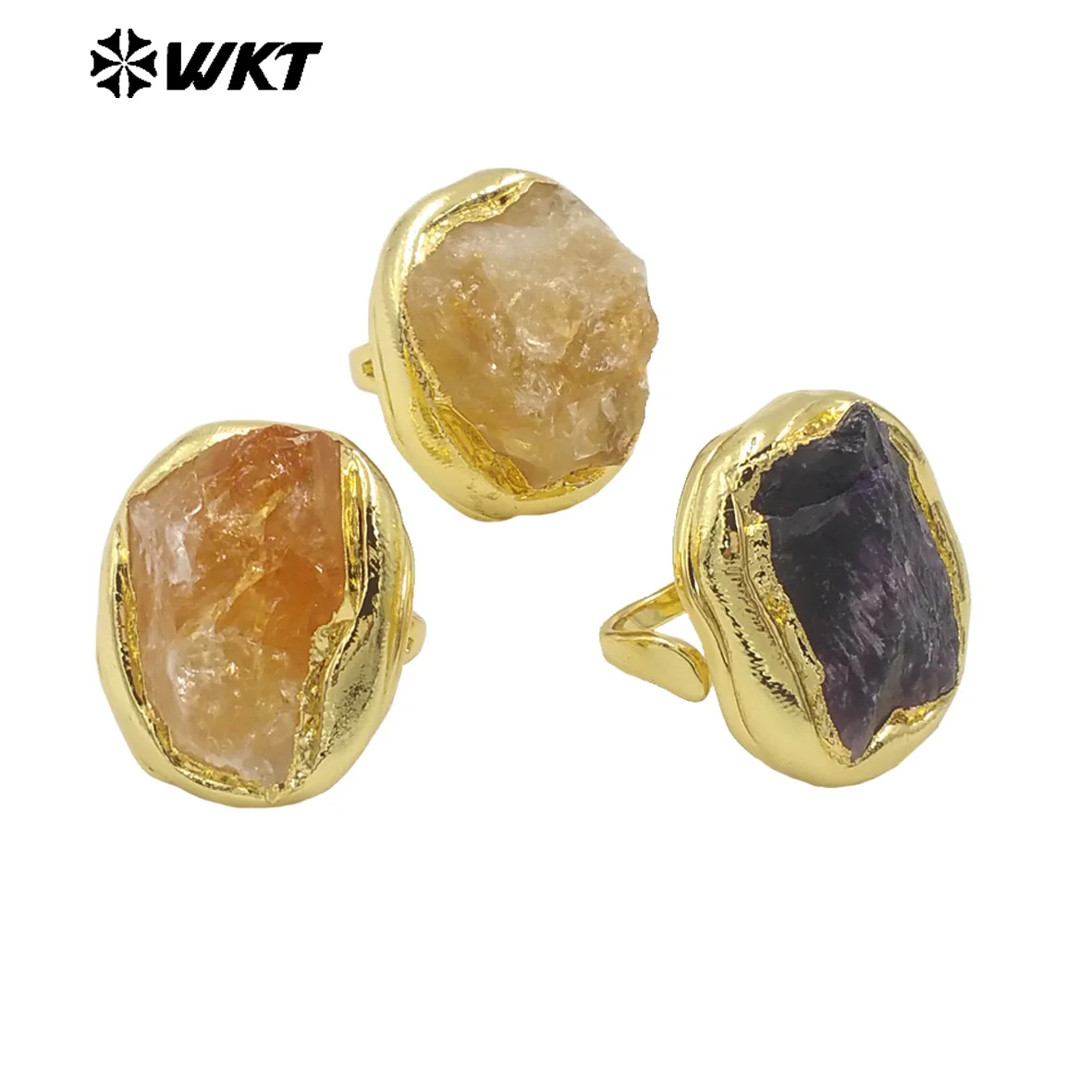 

WT-R526 WKT 2024 Style Fashion Natural Gemstone Ring Amethyst And Citrine Adjustable Women Birthday Party Accessory Gift