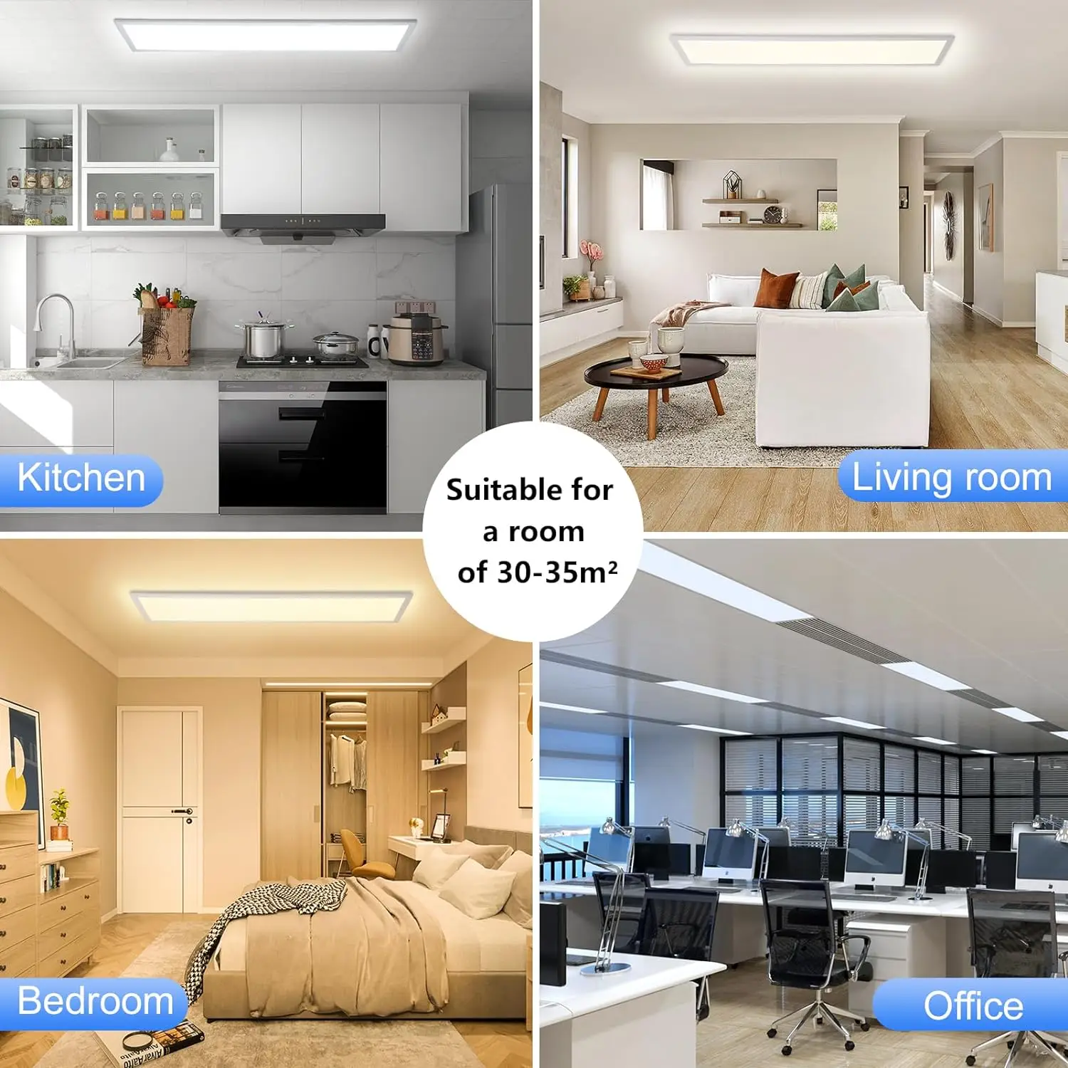 LED-Panel-Leuchte 120x30cm dimmbar mit Fernbedienung, 36W 3960LM Deckenlampe mit Speicherfunktion, 3000K-6500K für Wohnzimmer & Schlafzimmer – Detail 3