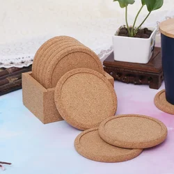 2Pcs Round Cork Coasters Set Coffee Cup Mat Drink Tea Pad Placemats Wine Table Mats Decor Heat Insulation Pot Holder Mats Desk