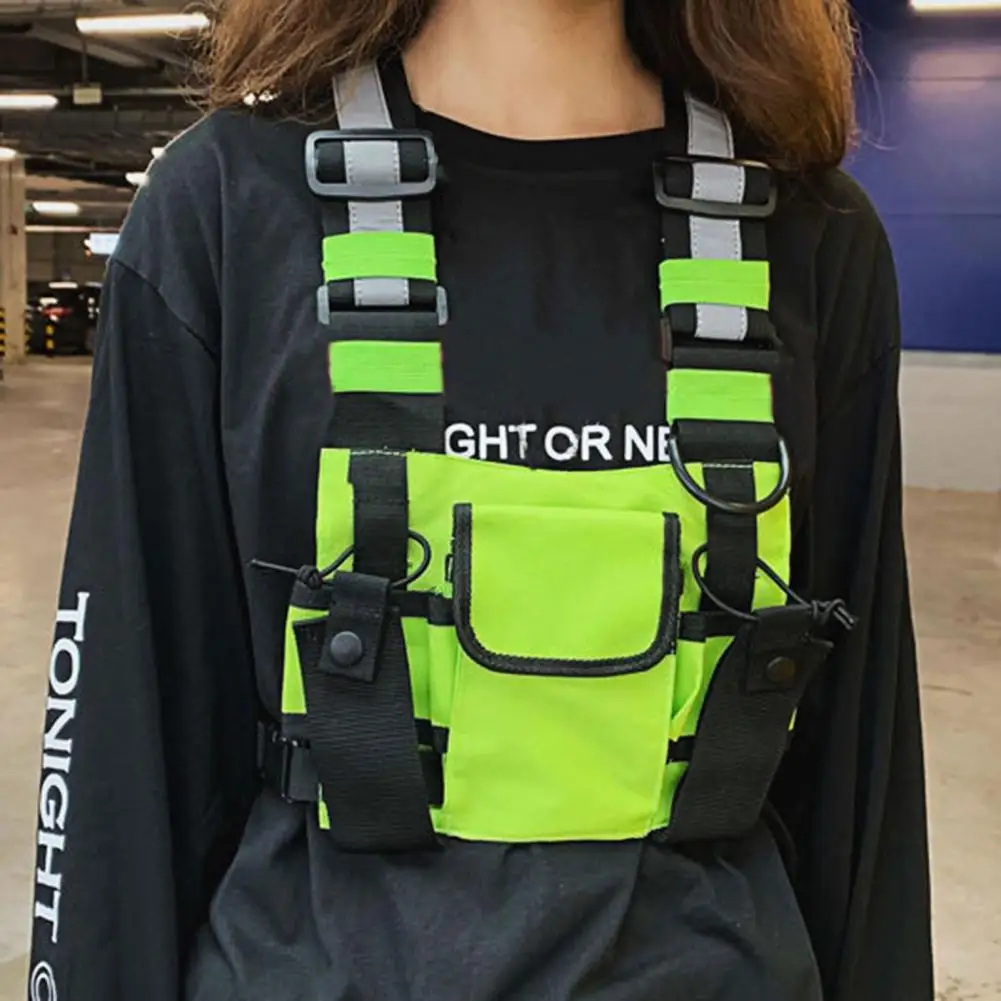 

Fashion Chest Bag Wear Resistance Men Women Vest Bag Magic Sticker Large Capacity Chest Bag